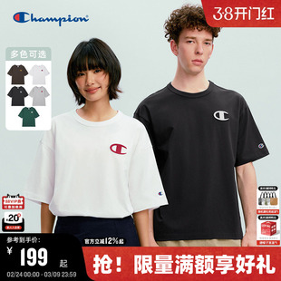 Champion冠军短袖男2026春季新款大Clogo圆领T恤女休闲宽松简约潮