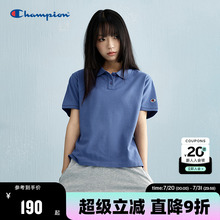 Champion冠军短袖polo衫女2025夏季新款运动翻领t恤美式纯棉上衣