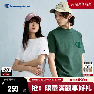 复古情侣纯棉t恤潮圆领休闲潮上衣 美式 Champion冠军短袖 男25夏季