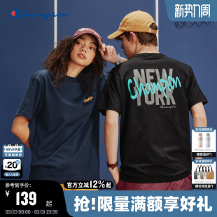 美式 新款 女上衣男纯棉潮复古夏 T恤夏季 Champion冠军情侣短袖