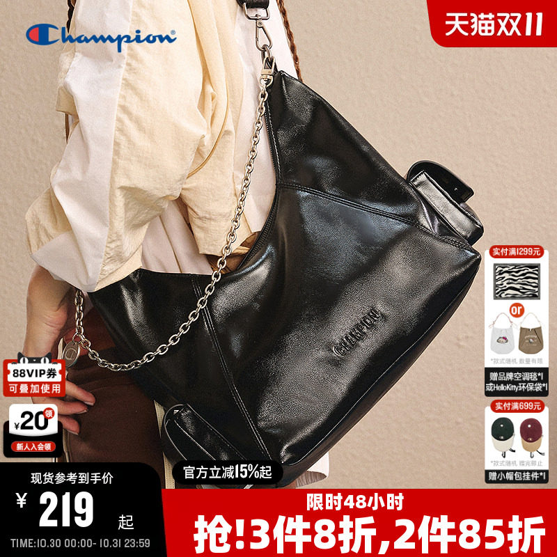 Champion冠军单肩包26秋季新款女机车包男链条斜挎包大容量背包