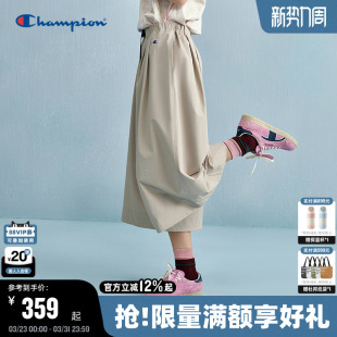 女2026春季 a字宽松裙裤 工装 长裤 潮牌 7分裤 Champion冠军休闲阔腿裤