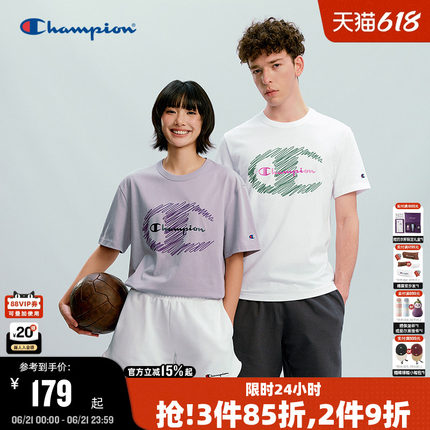 Champion冠军短袖t恤2026夏季新款趣味涂鸦印花上衣情侣休闲纯棉