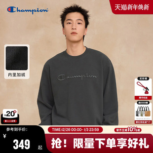 风女宽松 情侣加绒刺绣潮牌美式 Champion冠军圆领卫衣男25冬季 新款