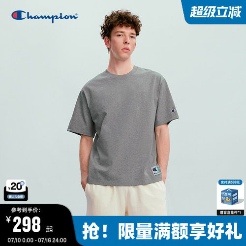 Champion短袖T恤简约纯色情侣款