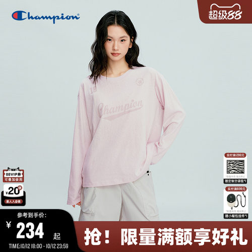 Champion冠军圆领长袖T恤女罩衫