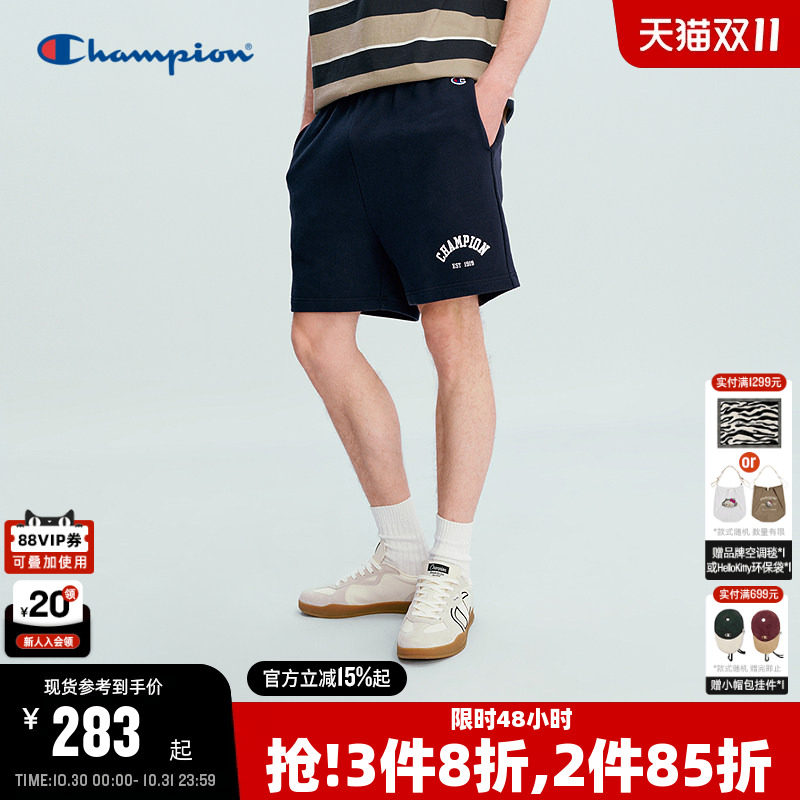 Champion冠军针织短裤男2026夏季新款抽绳全棉运动裤女休闲美式潮
