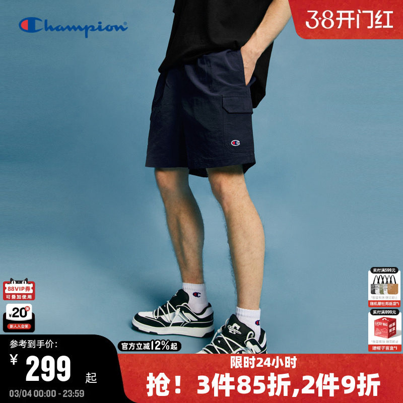 Champion冠军短裤男夏季2026春季新款工装裤美式夏季休闲运动裤黑