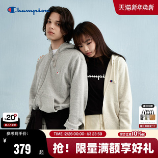 Champion冠军连帽卫衣男春秋款 日系校园风情侣 刺绣拉链开衫