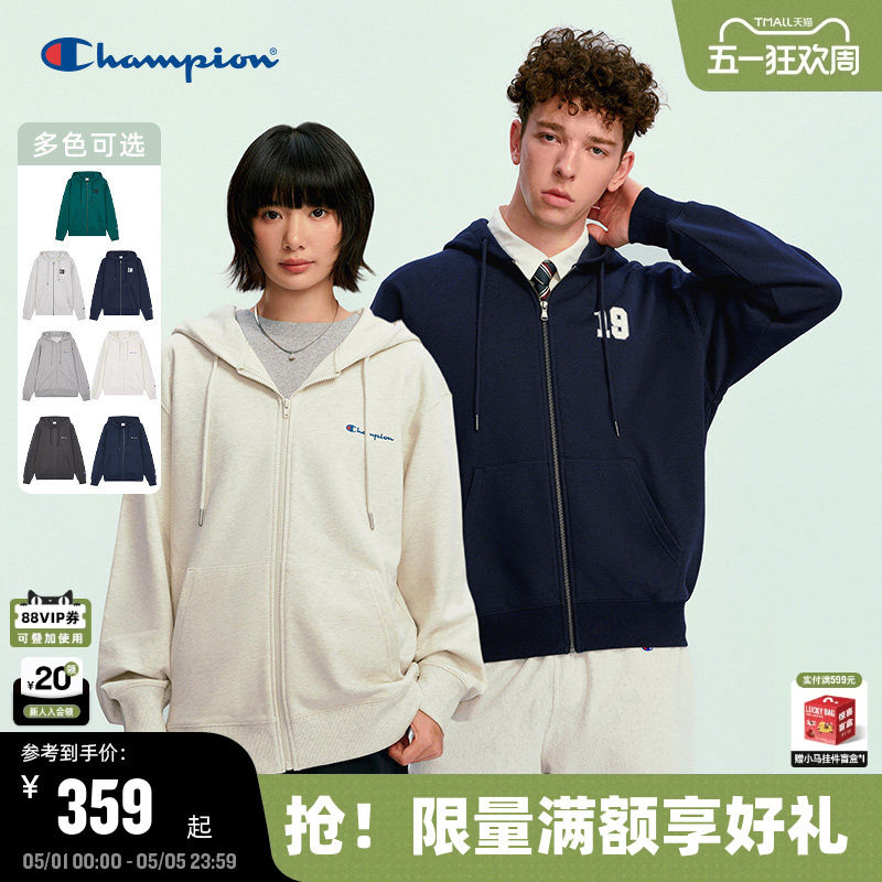 Champion冠军连帽卫衣男2026春季新款学院风拉链开衫外套女美式潮