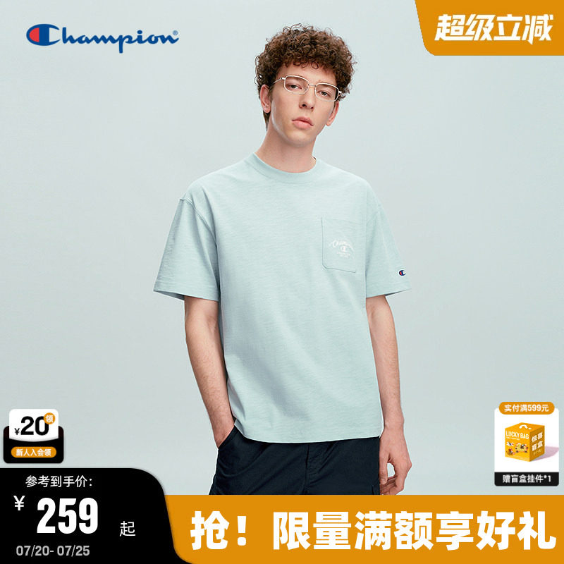 Champion冠军短袖男2026夏季新款工装口袋T恤女纯棉休闲轻商务风