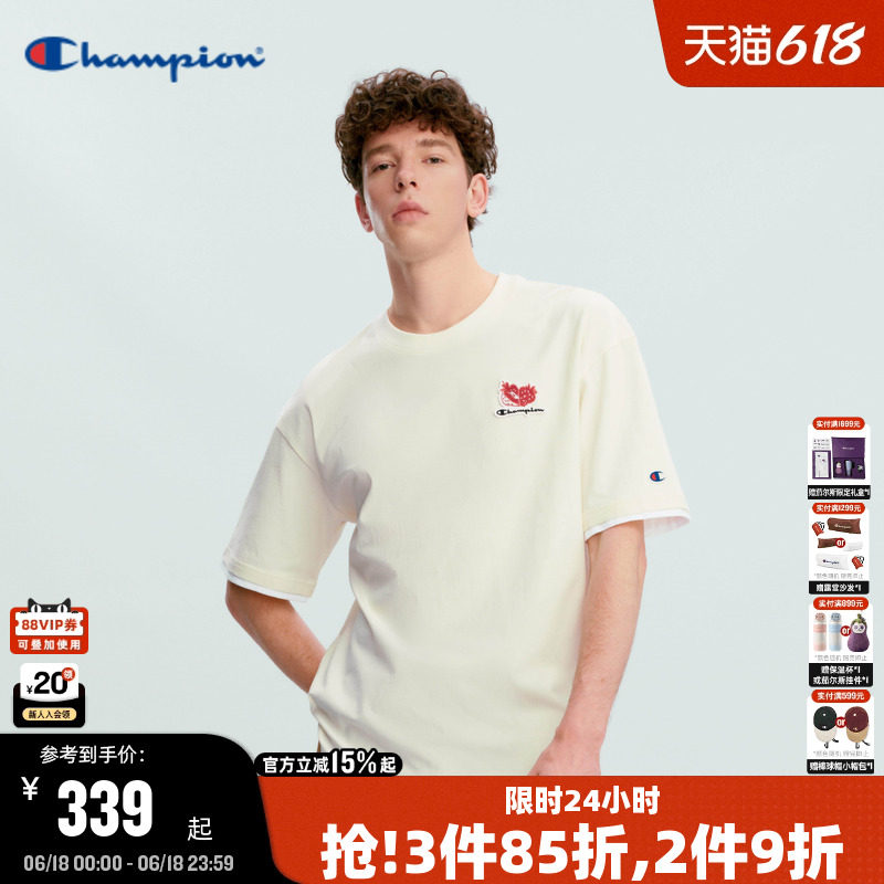 Champion冠军短袖男2026夏季新款纯棉休闲草莓刺绣T恤女情侣款潮