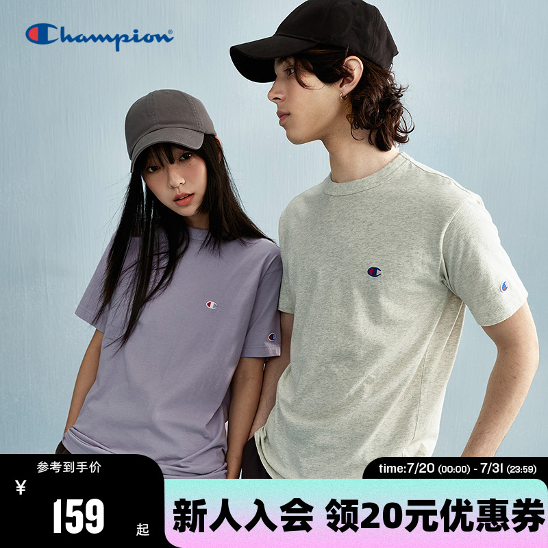 Champion冠军情侣纯棉短袖T恤2025夏季新款男美式刺绣小C美式潮牌