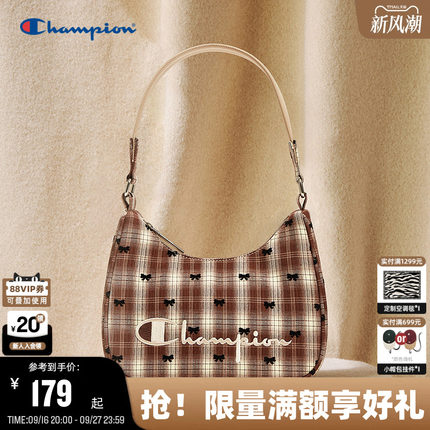 Champion冠军腋下包女2026秋季新款复古风格纹单肩包潮牌蝴蝶刺绣