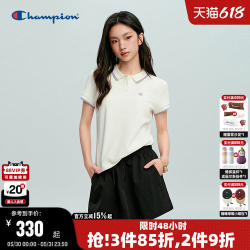 Champion休闲短袖POLO衫女款