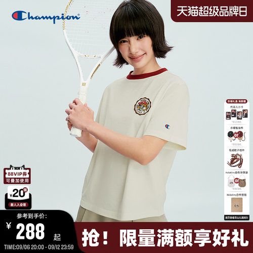 Champion冠军短袖T恤圆领印花女