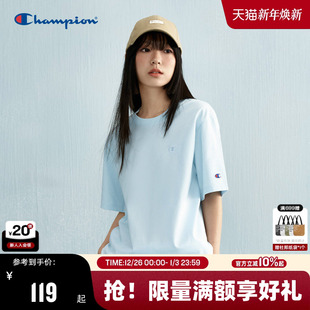 刺绣圆领T恤潮牌休闲女纯棉复古 新款 Champion冠军短袖 男2025夏季