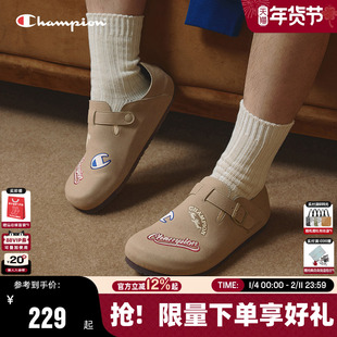 Champion冠军勃肯鞋25秋冬新款女外穿半拖加绒拖鞋男休闲全包单鞋