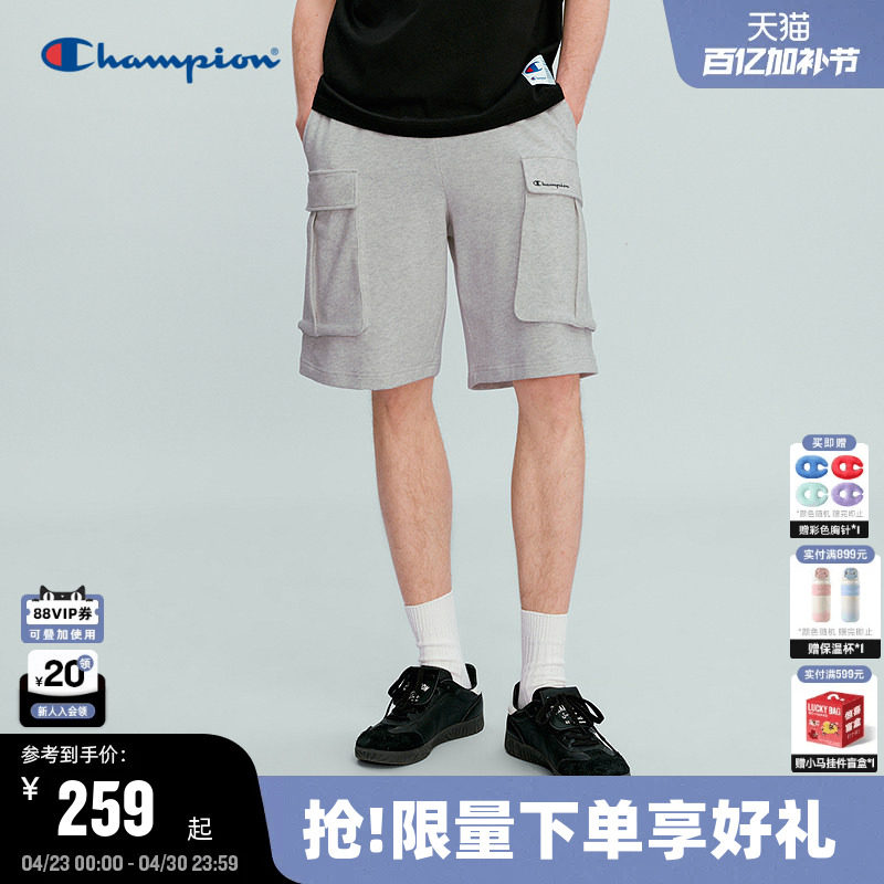 Champion冠军工装裤男2026夏季新款五分短裤大口袋黑色休闲风潮女