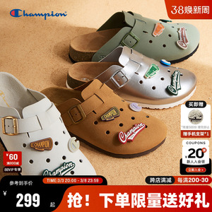 Champion冠军洞洞勃肯鞋男25春季新款复古包头拖鞋夏季女外穿半拖