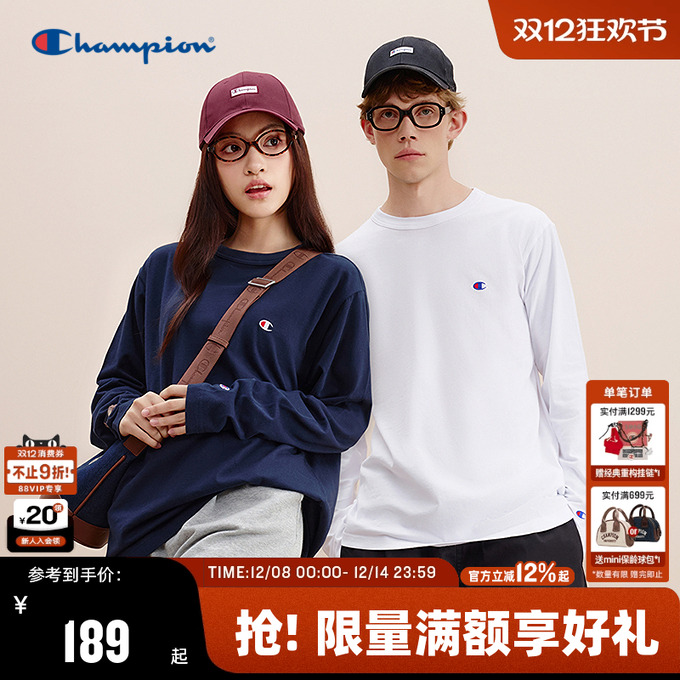 Champion冠军刺绣长袖T恤