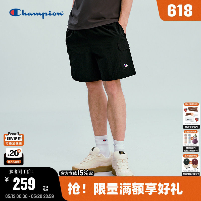 Champion冠军短裤男夏季2026夏季新款工装裤美式夏季休闲运动裤黑