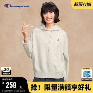 卫衣春秋刺绣红色连帽卫衣女运动休闲潮流上衣春 Champion冠军女款