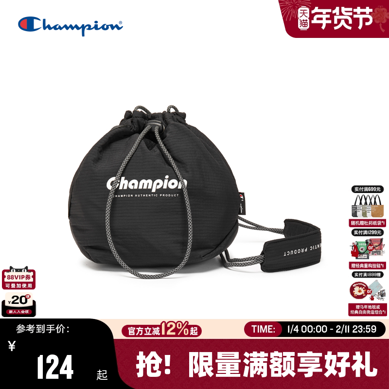 Champion冠军水桶包25秋冬新款女小号通勤斜挎包男休闲抽绳单肩包,箱包皮具/热销女包/男包,水桶包,淘宝优惠券,粉丝福利购,淘宝优惠卷