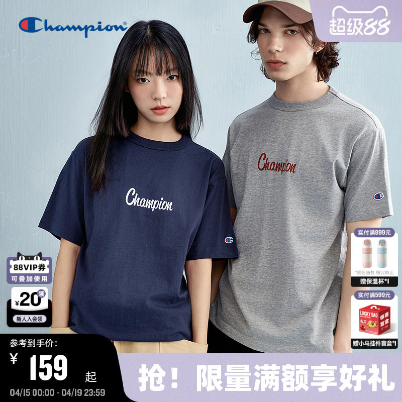Champion冠军短袖男2026春季新款T恤印花潮牌休闲风美式复古风女