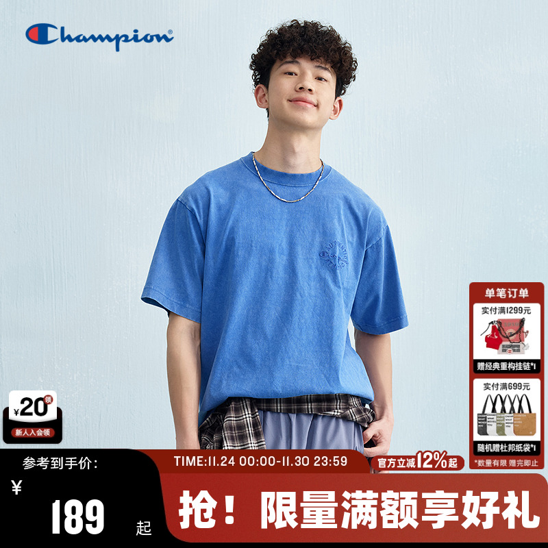 Champion冠军水洗做旧风短袖T恤