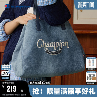 Champion冠军单肩包26春季 女复古帆布托特包大容量通勤背包男 新款
