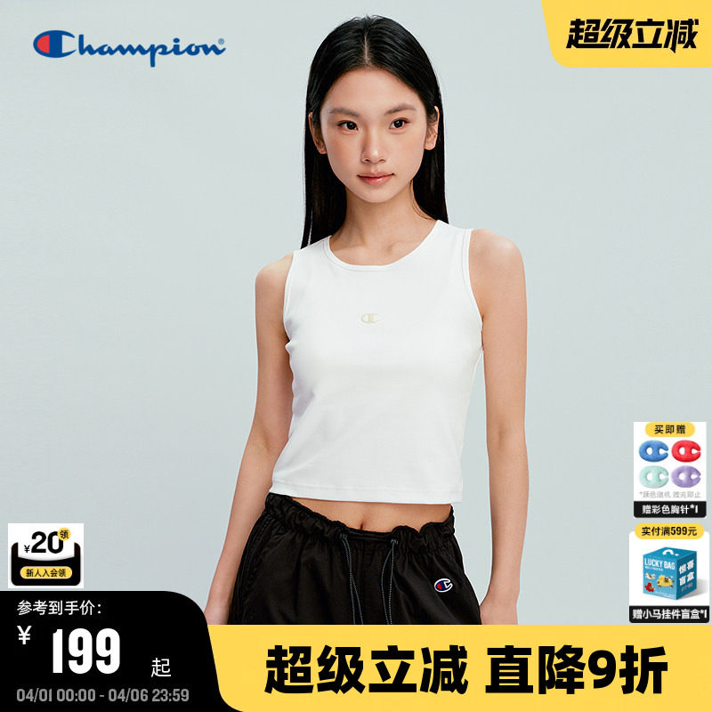 Champion冠军无袖背心女2026春季新款纯色运动内搭可外穿修身显瘦