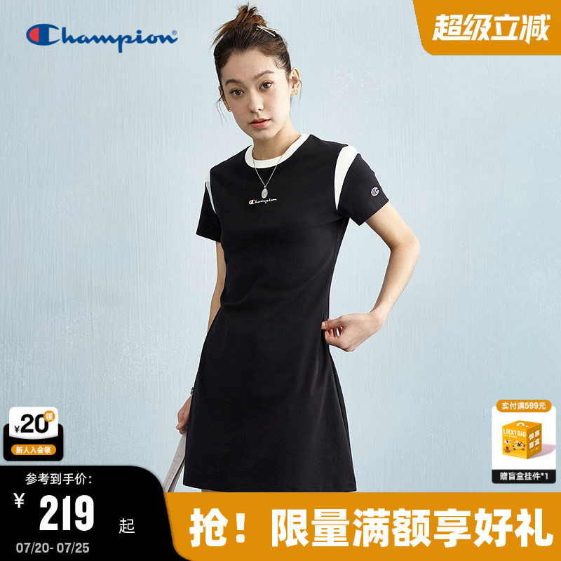Champion连衣裙女2026夏季新款柔系美式风宽松直筒型中长款潮针织