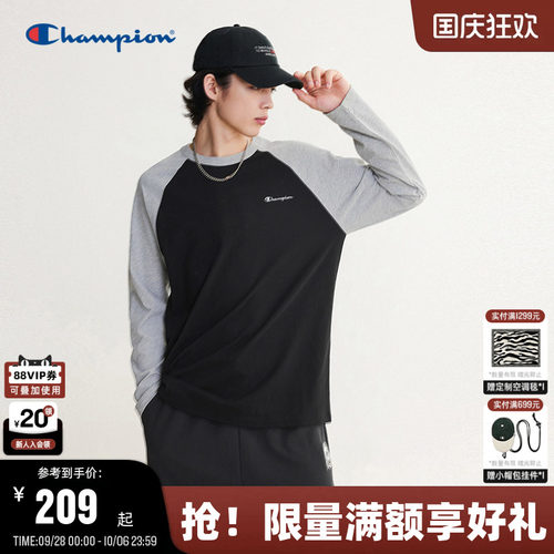 Champion冠军插肩袖长袖T恤情侣