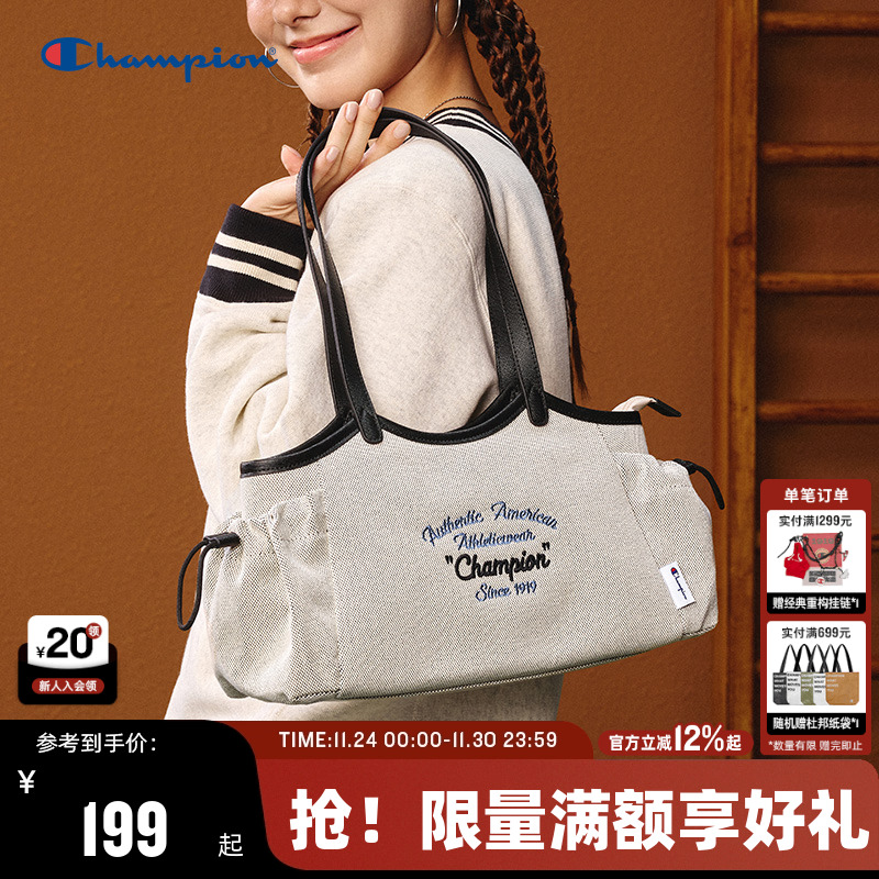 Champion冠军单肩包女2025秋冬新款休闲潮流通勤元宝包时尚托特包