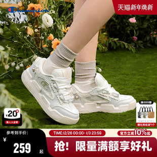 白色蕾丝少女休闲鞋 女2025秋冬新款 女潮牌 板鞋 Champion冠军面包鞋