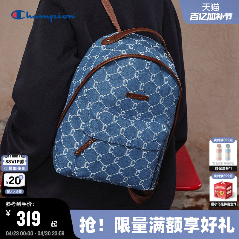 Champion冠军双肩包26春季新款女复古老花背包通勤校园小型书包男