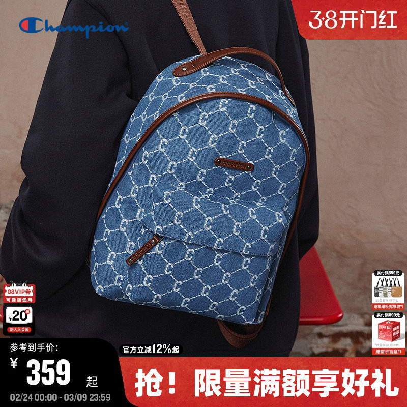Champion冠军双肩包26春季新款女复古老花背包通勤校园小型书包男