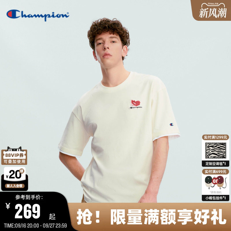 Champion情侣款纯棉休闲短袖T恤图片