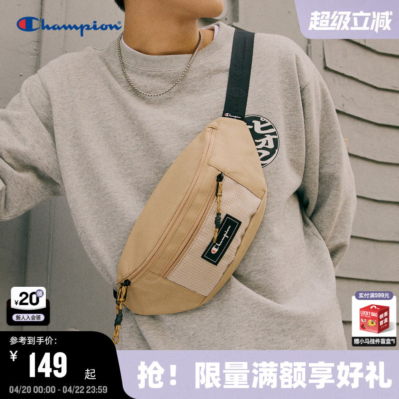 Champion冠军单肩胸包女贴布时尚休闲斜挎包男潮牌运动腰包手机包