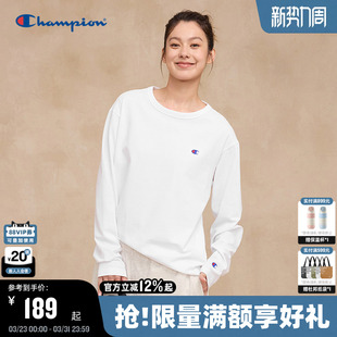 美式 新款 风情侣圆领上衣男纯棉内搭 t恤秋季 Champion冠军长袖
