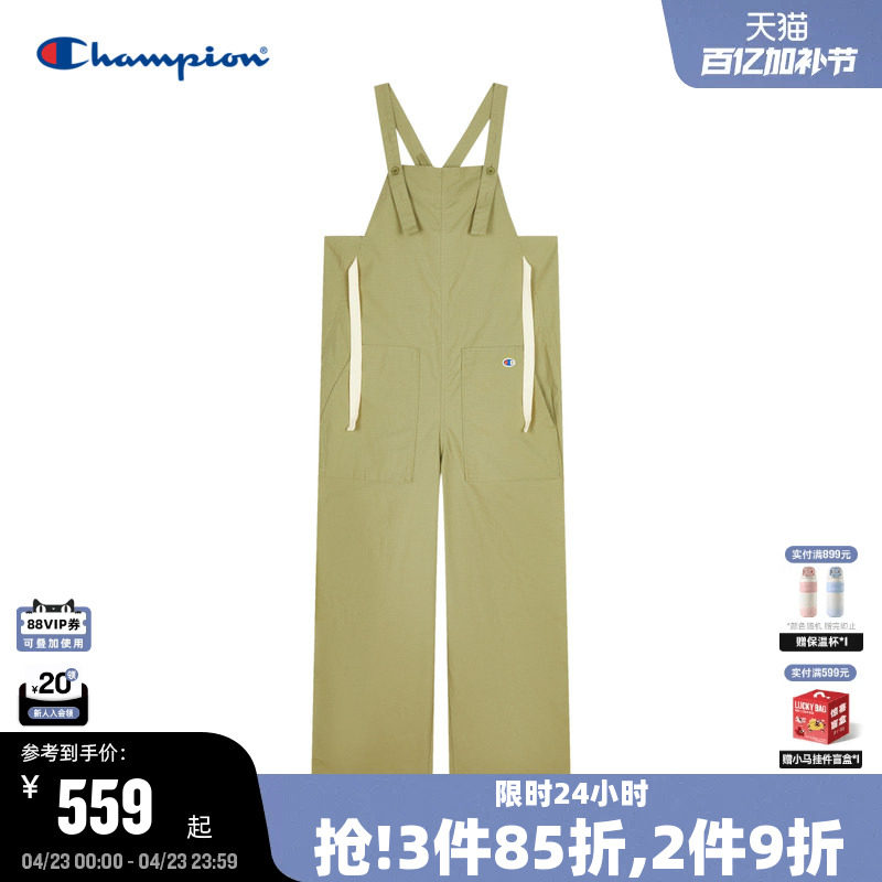 Champion冠军背带裤女秋季新款休闲刺绣连体裤简约长裤复古潮