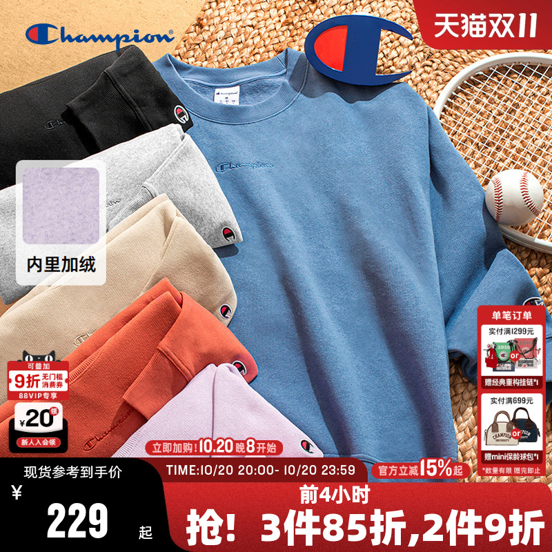 Champion冠军加绒圆领卫衣女