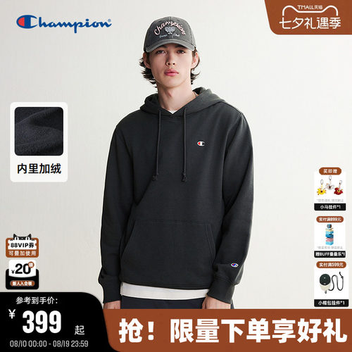 Champion加绒连帽卫衣美式纯棉