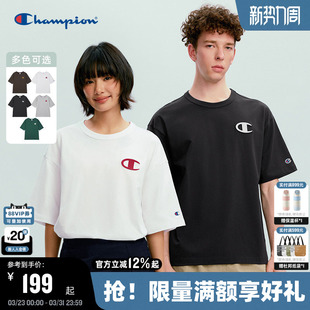 大Clogo圆领T恤女休闲宽松简约潮 新款 Champion冠军短袖 男2026春季