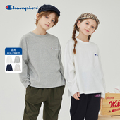 Champion冠军男女大小童25秋季 T恤 简约日常休闲净色长袖 新款 经典
