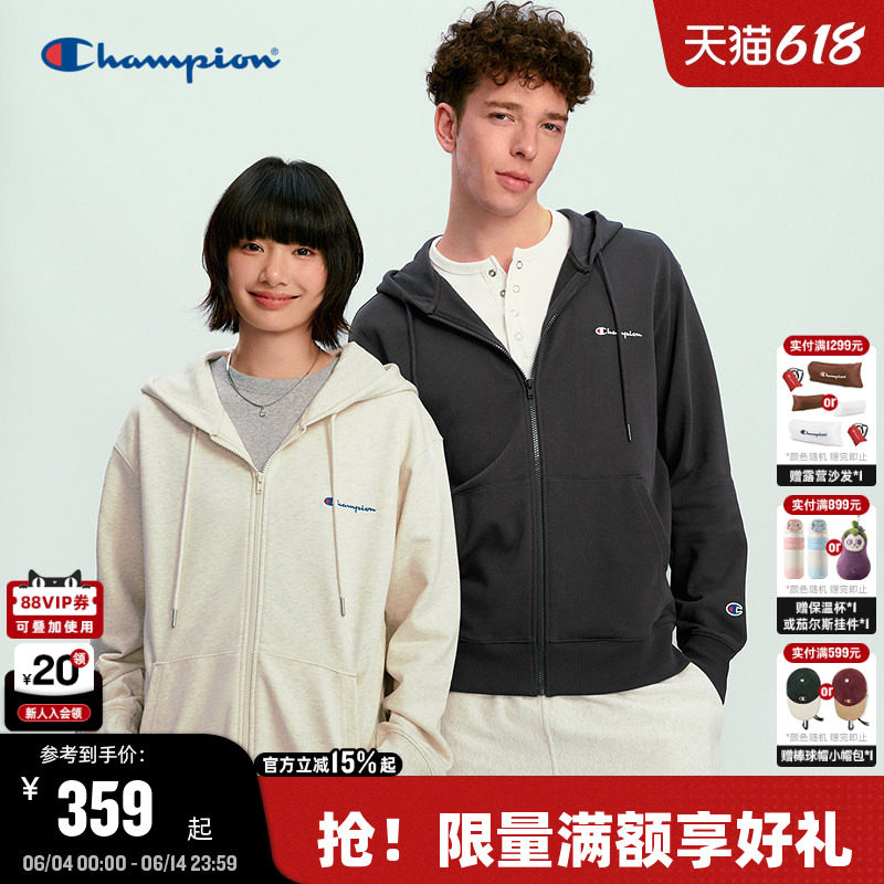 Champion冠军连帽卫衣男2026春季新款拉链开衫女休闲外套简约韩系