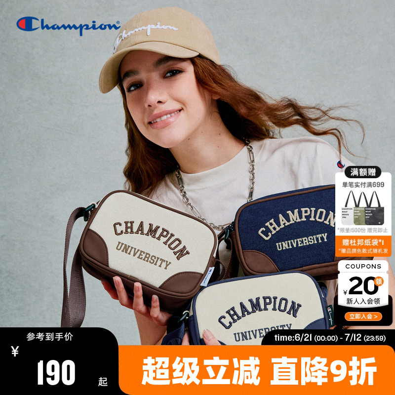 Champion冠军校队相机包美式学院风刺绣单肩方包潮复古斜挎小包女