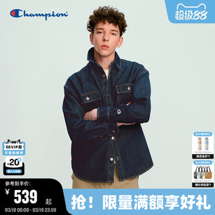 Champion冠军牛仔外套男2026春季新款纯棉衬衫水洗做旧风丹宁潮女