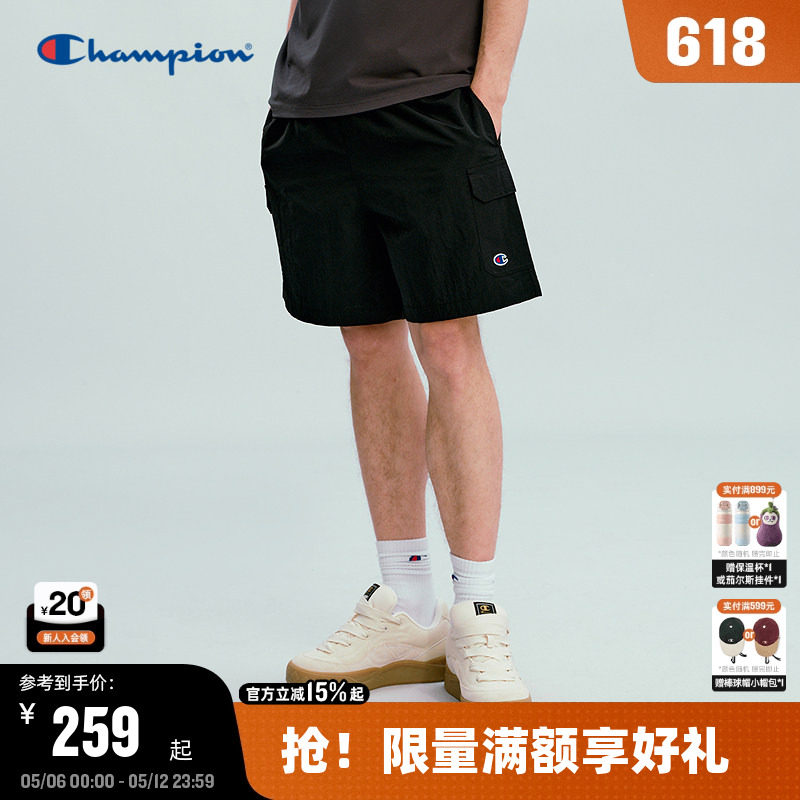 Champion冠军短裤男夏季2026夏季新款工装裤美式夏季休闲运动裤黑